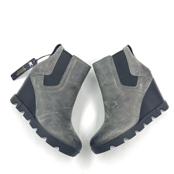 Sorel Gray Distressed Joan Of Arctic Wedge III Chelsea Boots Size 7 - Picture 3 of 11